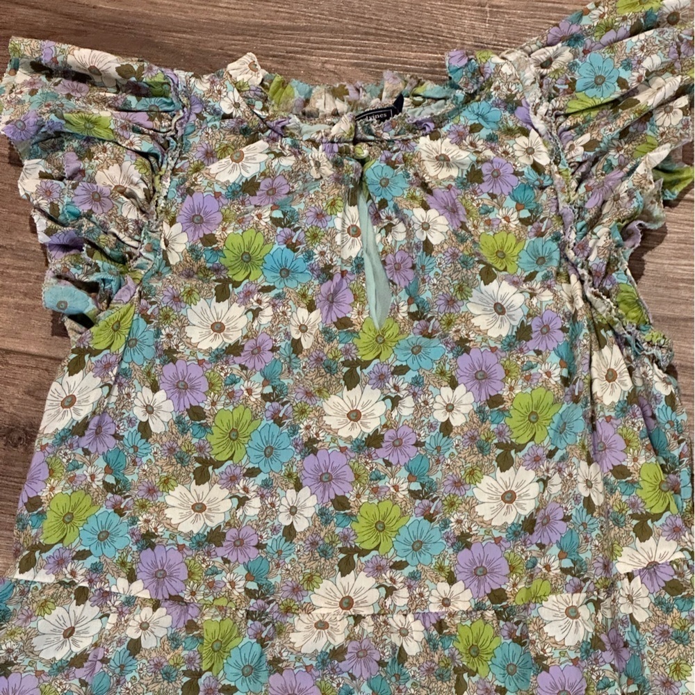 Vineyard Vines Floral Ruffle Tiered Dress in Soleil Ditsy Aqua Size Small - Picture 4 of 10